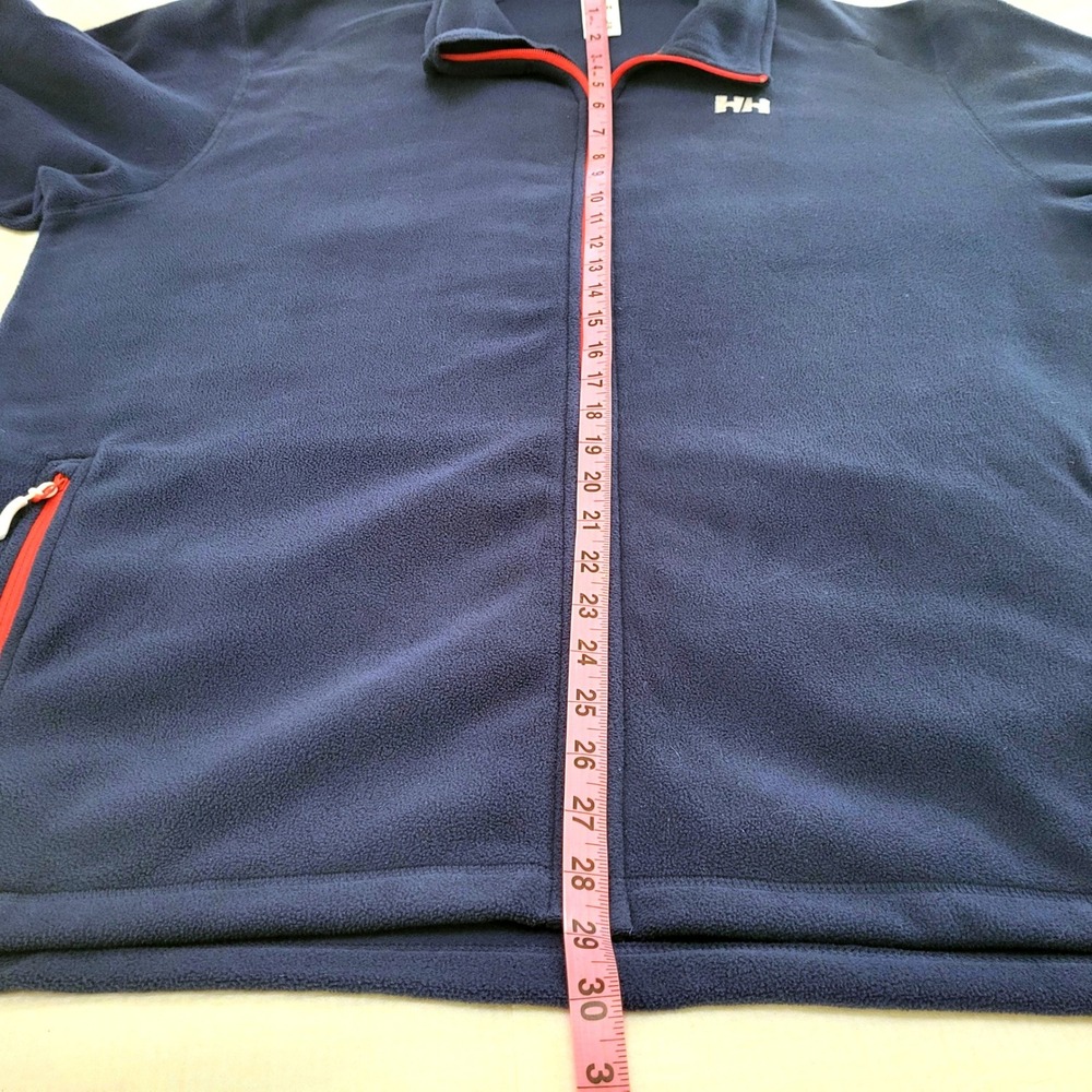 Helly Hansen Navy Blue Full Zip Red Trim Fleece Pullover Sweater Jacket Men XXL - Picture 11 of 11
